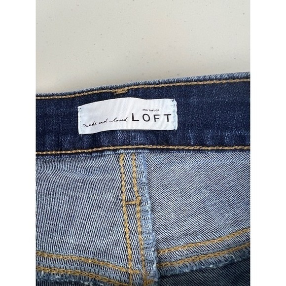 Ann Taylor LOFT High Rise Frayed Hem Denim Shorts Women's Size 32  14 Blue Wash - Picture 3 of 9